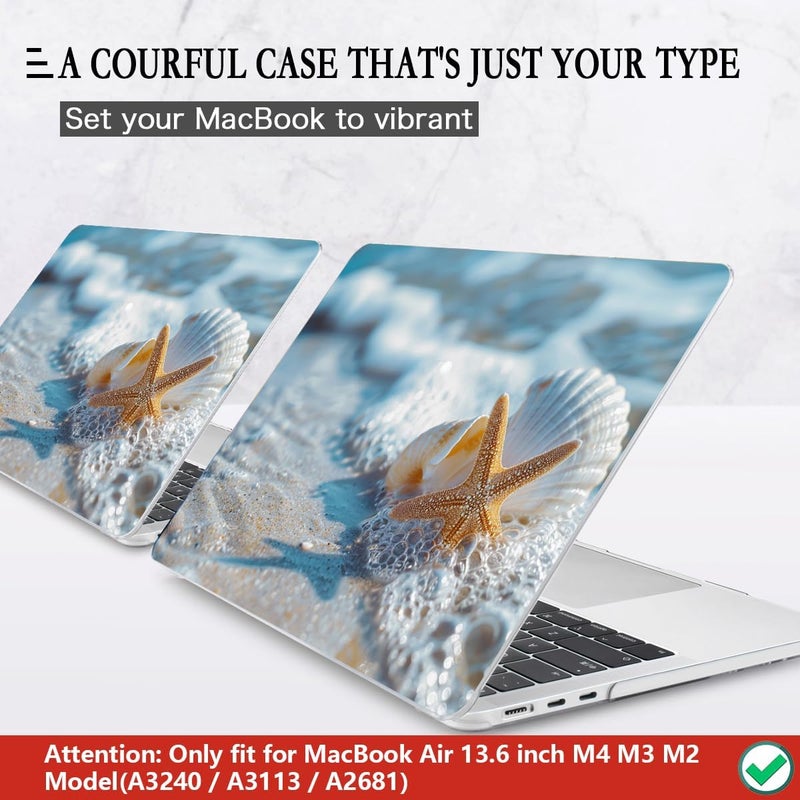 CISSOOK Compatible with MacBook Air 13.6 inch Case 2025 2024 2022 Release M4 A3240 M3 A3113 M2 A2681, Plastic Hard Shell Protective Case with Keyboard Cover Screen Protector, Beach&Shell - Image 3